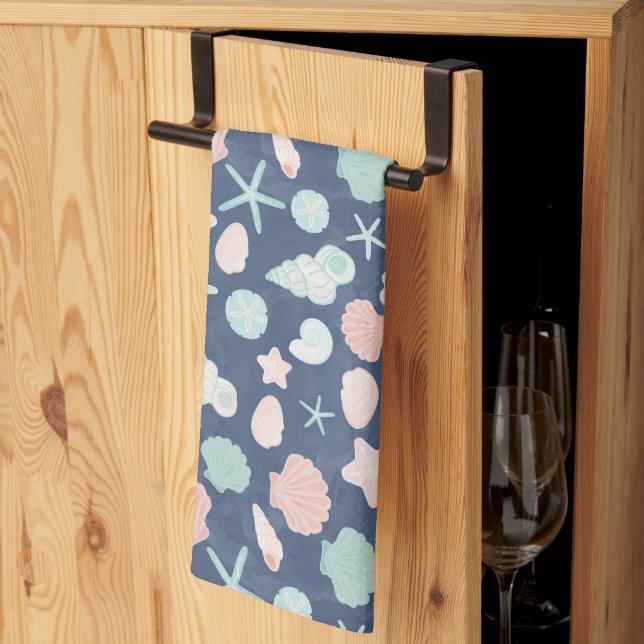 Paño De Cocina patrón de conchas marinas (Pliegue de tercios)