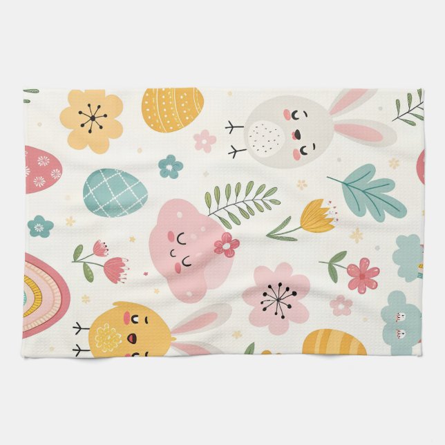 Paño De Cocina Patrón de conejo de Pascua (Horizontal)