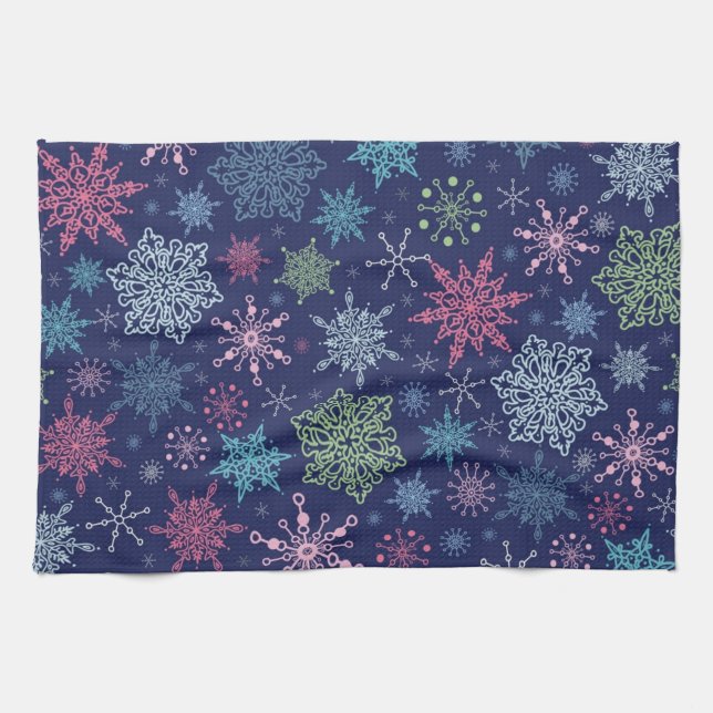 Paño De Cocina Patrón de copo de nieve (Horizontal)