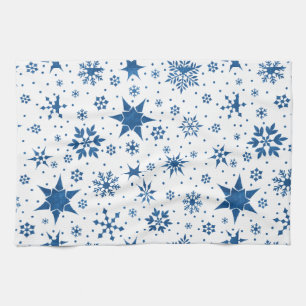 Paño De Cocina Patrón de Copo de Nieve Azul