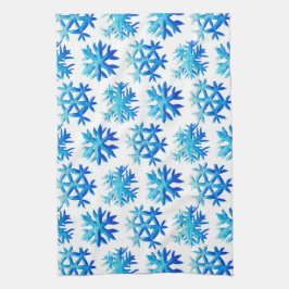 Paño De Cocina Patrón de copo de nieve de color azul