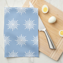Paño De Cocina Patrón de copo de nieve del G-Clef azul invernal