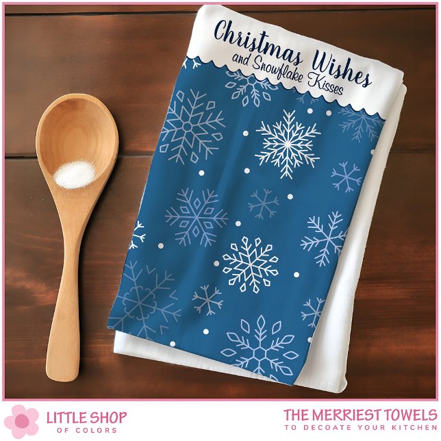 Paño De Cocina Patrón de copo de nieve deseos de Navidad personal (Subido por el creador)