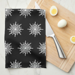 Paño De Cocina Patrón de copo de nieve para tintorería en blanco