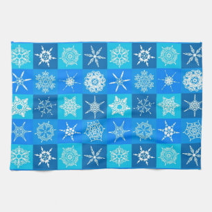 Paño De Cocina Patrón de copos de nieve azules