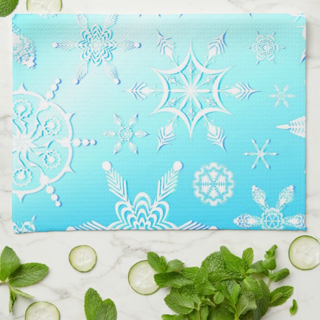 Paño De Cocina Patrón de copos de nieve de cristal (Doblado)