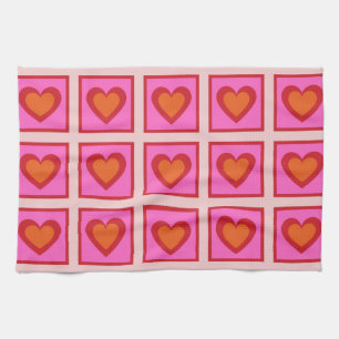 Paño De Cocina Patrón de corazón a cuadros vintage retro rosa Y2K