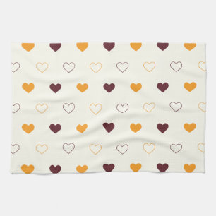 Paño De Cocina Patrón de Corazón con Corazones Naranjas y Marrone