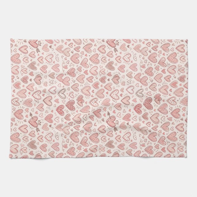 Paño De Cocina Patrón de corazón dibujado a mano (Horizontal)
