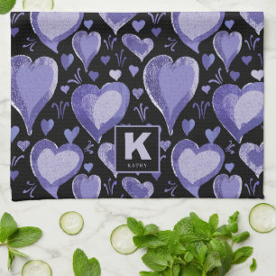Paño De Cocina Patrón De Corazón Púrpura Dibujando Cocina Monográ