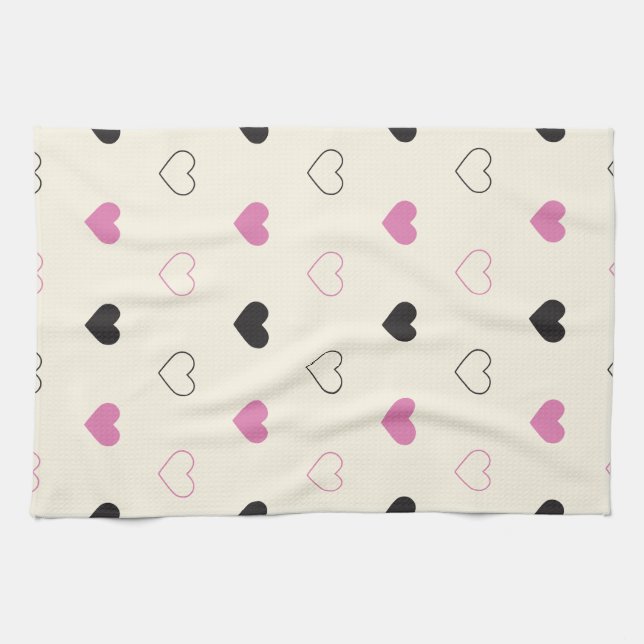 Paño De Cocina Patrón de corazón simple lindo (Horizontal)