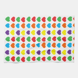 Paño De Cocina Patrón de corazones arco iris