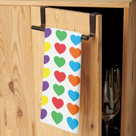 Paño De Cocina Patrón de corazones arco iris