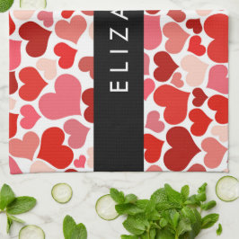 Paño De Cocina Patrón De Corazones, Corazones Rojos, Amor, Tu Nom