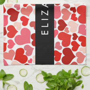 Paño De Cocina Patrón De Corazones, Corazones Rojos, Amor, Tu Nom