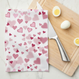 Paño De Cocina Patrón de Corazones Encantadores Rosa