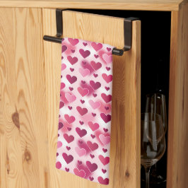 Paño De Cocina Patrón de Corazones Rosados