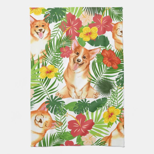 Paño De Cocina Patrón de Corgi Cute Sonriente (Vertical)