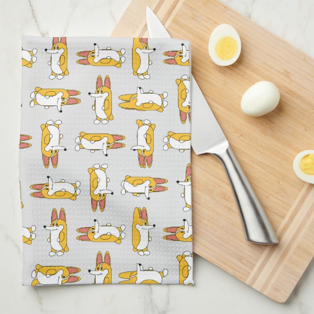 Paño De Cocina Patrón de Corgi Personalizado gracioso (Doblado Cuarto)