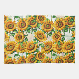 Paño De Cocina Patrón de Cottagecore floral de girasol