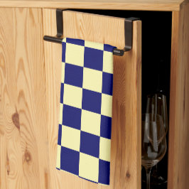 Paño De Cocina Patrón de cuadros azul marino y amarillo