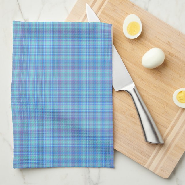 Paño De Cocina Patrón de Cuadros Azul Pastel (Doblado Cuarto)