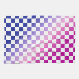 Paño De Cocina Patrón de cuadros con ombre azul y rosa