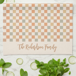 Paño De Cocina Patrón de Cuadros de Otoño Nombre Personalizado