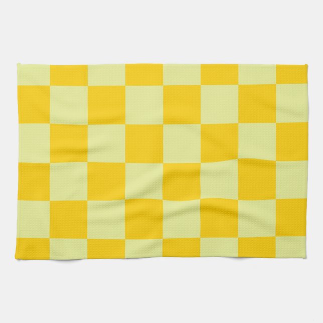 Paño De Cocina Patrón de cuadros gingham amarillo (Horizontal)