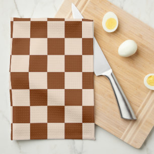 Paño De Cocina Patrón de cuadros marrón óxido y beige