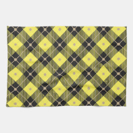 Paño De Cocina Patrón de cuadros negro amarillo