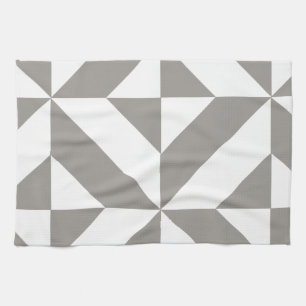 Paño De Cocina Patrón de cubo de deco geométrico gris plateado