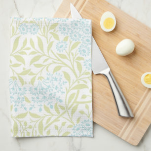 Paño De Cocina Patrón de Damasco floral de Aqua Verde
