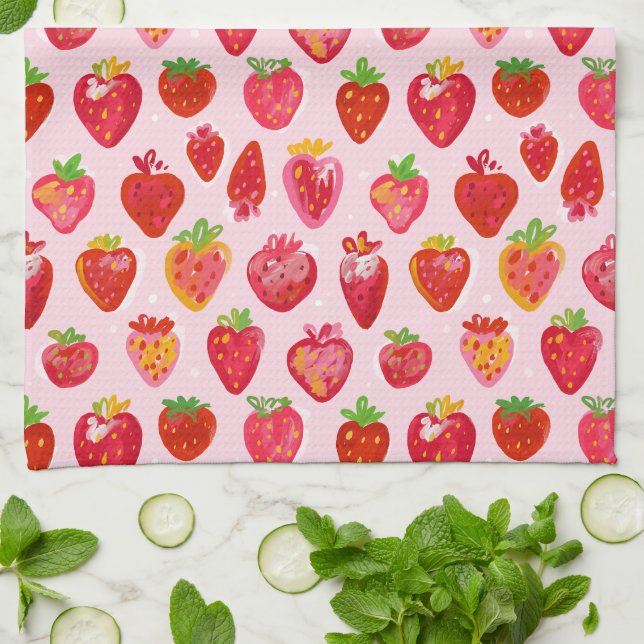 Paño De Cocina Patrón de Delicia de Fresa (Doblado)