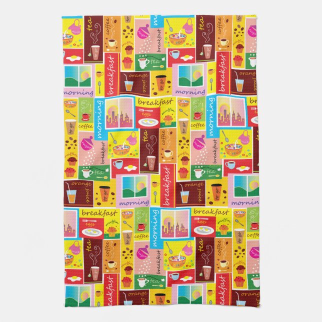 Paño De Cocina Patrón de desayuno caprichoso (Vertical)