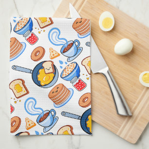 Paño De Cocina Patrón de desayuno lindo - Comida Kawaii sin costu