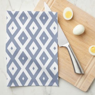 Paño De Cocina Patrón de diamante azul gris y blanco