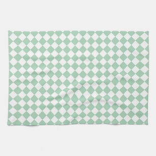 Paño De Cocina Patrón de diamante del verificador blanco verde