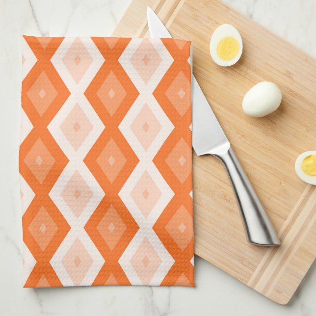 Paño De Cocina patrón de diamante naranja (Doblado Cuarto)