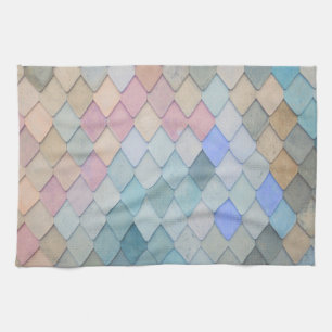 Paño De Cocina Patrón de diamante pastel Sirena azul verde rosa
