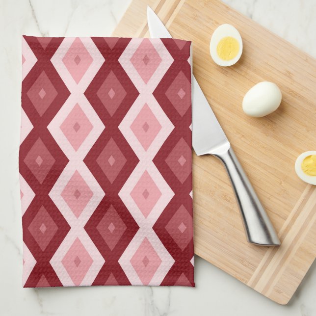 Paño De Cocina Patrón de diamante rojo (Doblado Cuarto)