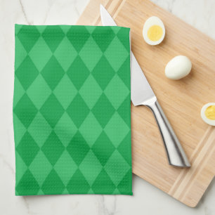 PAÑO DE COCINA PATRÓN DE DIAMANTE VERDE MARDI GRAS