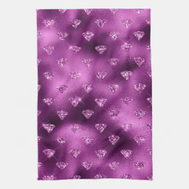 Paño De Cocina Patrón de Diamantes con Brillo Glam Ombre Púrpura