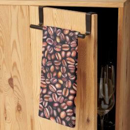 Paño De Cocina Patrón de dibujo de lápiz de judías de café Marrón