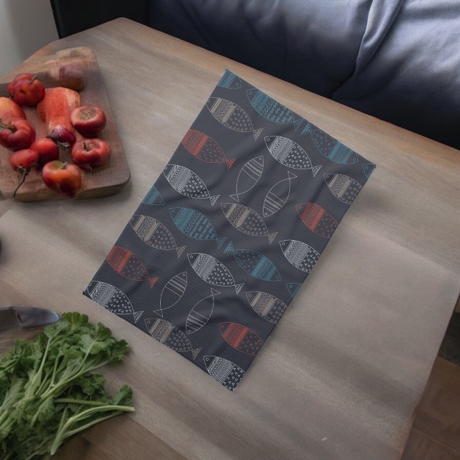 Paño De Cocina Patrón de dibujo de peces (Kitchen Towel)