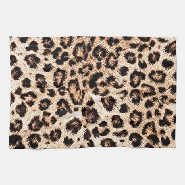 Paño De Cocina Patrón de diseño de leopardo: Elegancia salvaje. (Horizontal)