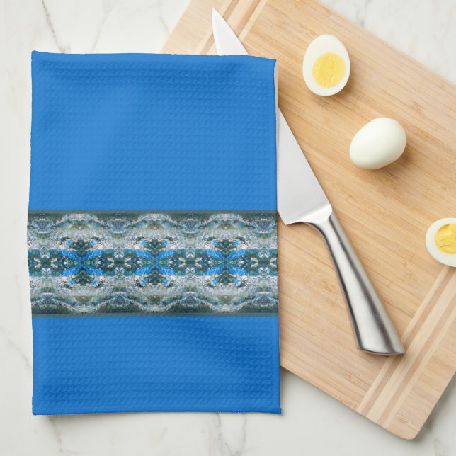 Paño De Cocina Patrón de diseño decorativo azul (Doblado Cuarto)