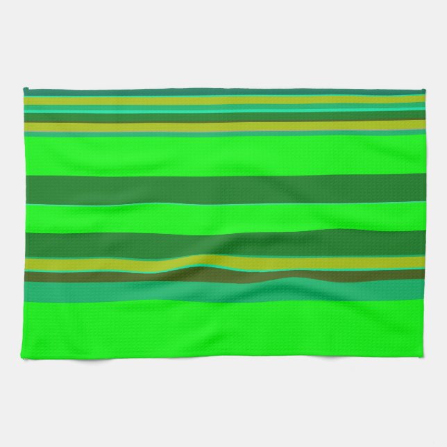 Paño De Cocina Patrón de diseño personalizado de franja verde col (Horizontal)