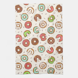 Paño De Cocina Patrón de Donut Retro Estilo de color