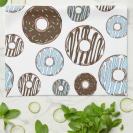 Paño De Cocina Patrón De Donuts, Donuts Azules, Donuts Marrones
